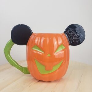 Disney Parks Halloween Mickey Mouse Pumpkin Mug Orange Black Green Coffee Cup